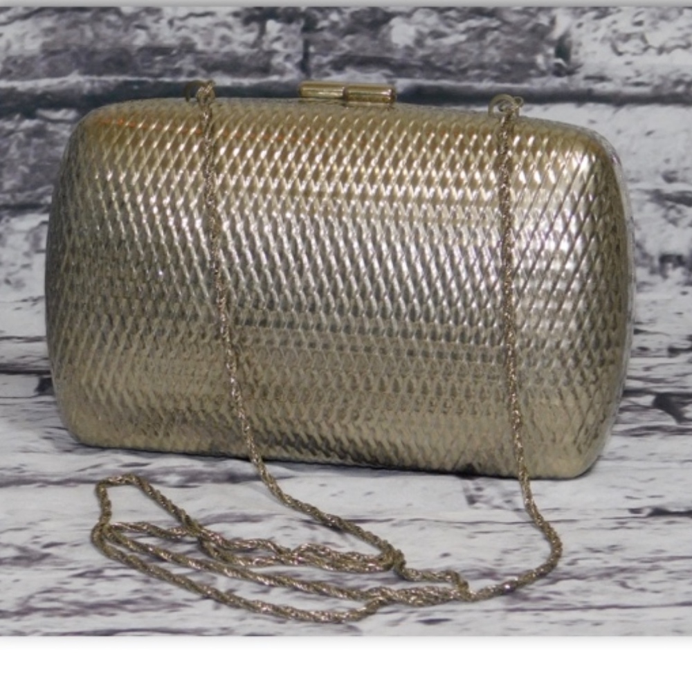 Shals International Silver Metal Evening Bag